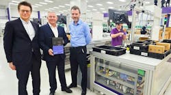 Adrian Ellam, CEO of Invertek Drives, with Rhydian Welson, sales and marketing director, and Glyn Jones, technical director.