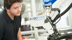 RoboTape doesn&rsquo;t carry the adhesive tape spool on the end of the robot arm.