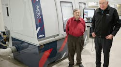 Pat McCluskey (left) and Pat Boland with ANCA technology.