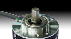 Closeup of rotary encoder on gradient background