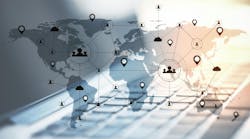 Modern workplace with remote work interface