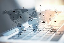 Modern workplace with remote work interface