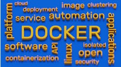 Docker platform word cloud 3d illustration