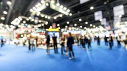 Abstract blurred defocused trade event exhibition background