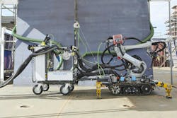 Figure 3: Comau’s Hyperflex is a temporary factory for solar farm assembly. Figure 3: Comau’s Hyperflex is a temporary factory for solar farm assembly.