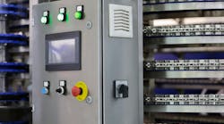 Control panel of bread cooling spiral cooler in large bakery