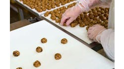 Workers carefully place grillage on a conveyor in a food production facility during busy daytime operations, ensuring quality and consistency of the product. Workers carefully place grillage on a conveyor in a food production facility during busy daytime operations, ensuring quality and consistency of the product.